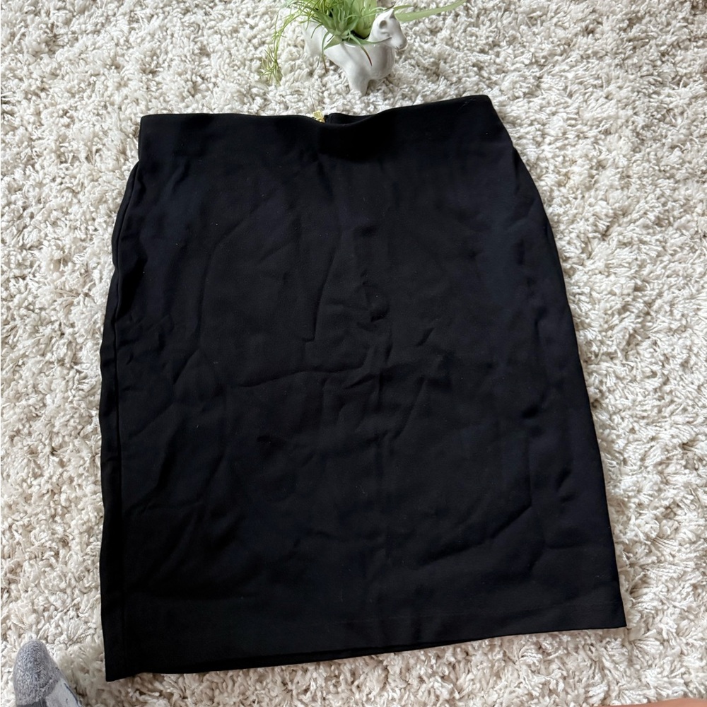 Premise studio Black midi skirt with gold zipper detail, stretchy and comfy